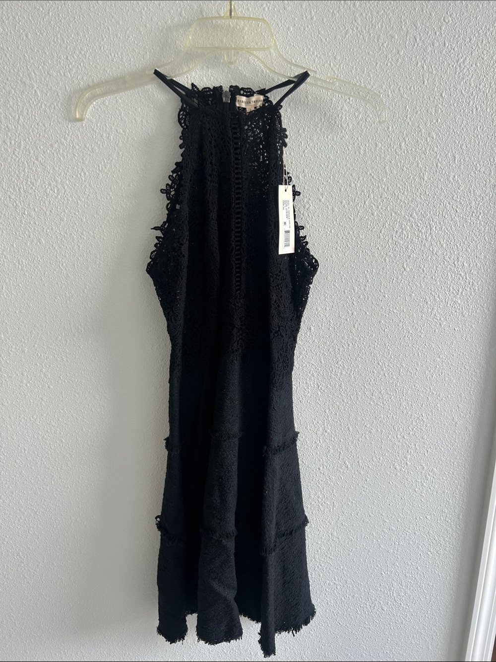 Rebecca Taylor Black Lace Halter Mini Dress